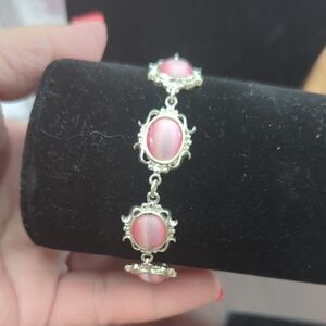 Elegant Pink Silver Bracelet